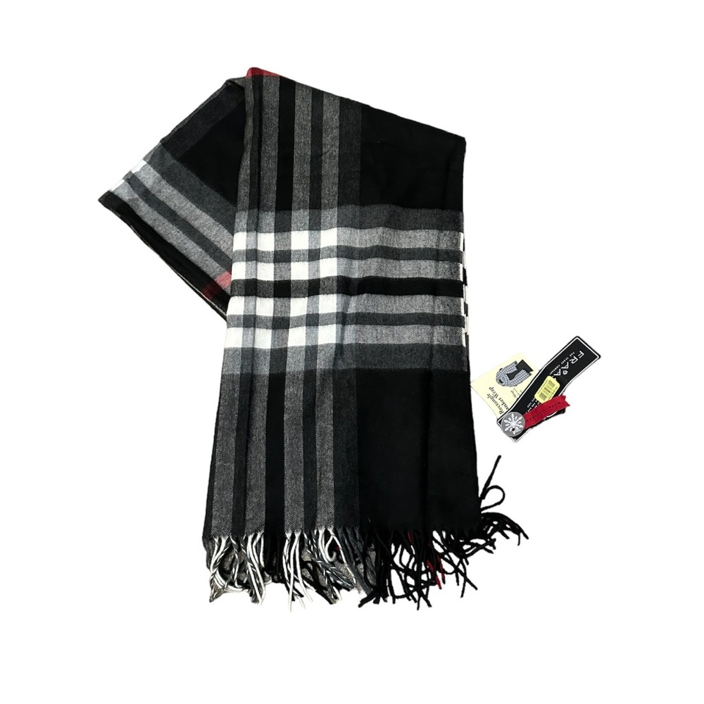 Black and White Plaid Fraas Scarf
